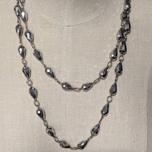 Chico's Hematite Beaded long Necklace & earrings